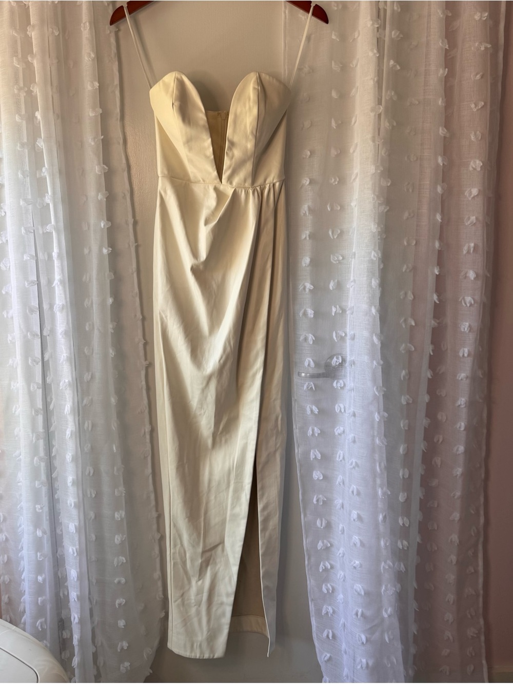 Strapless White Maxi Dress with Front Slit